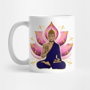 Abhaya Mudra Buddha with Pink Lotus Flower Mug